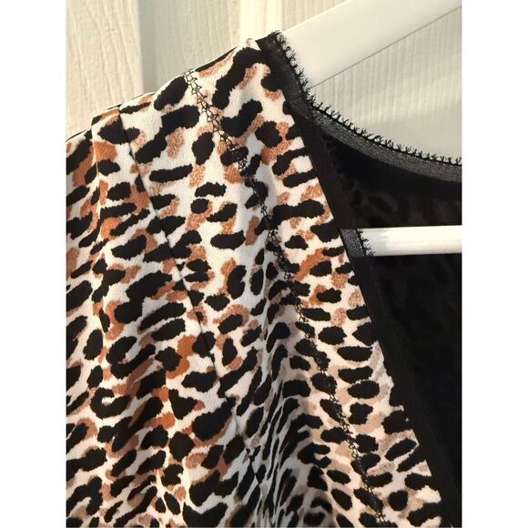 WHBM Leopard Print Surplice Swing Tank Top sz 16 EUC - Picture 2 of 8